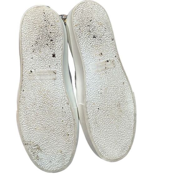 STUART WEITZMAN Jewel Crystal Embellished Gray Suede Leather Slip On Sneakers Sh - Picture 4 of 8
